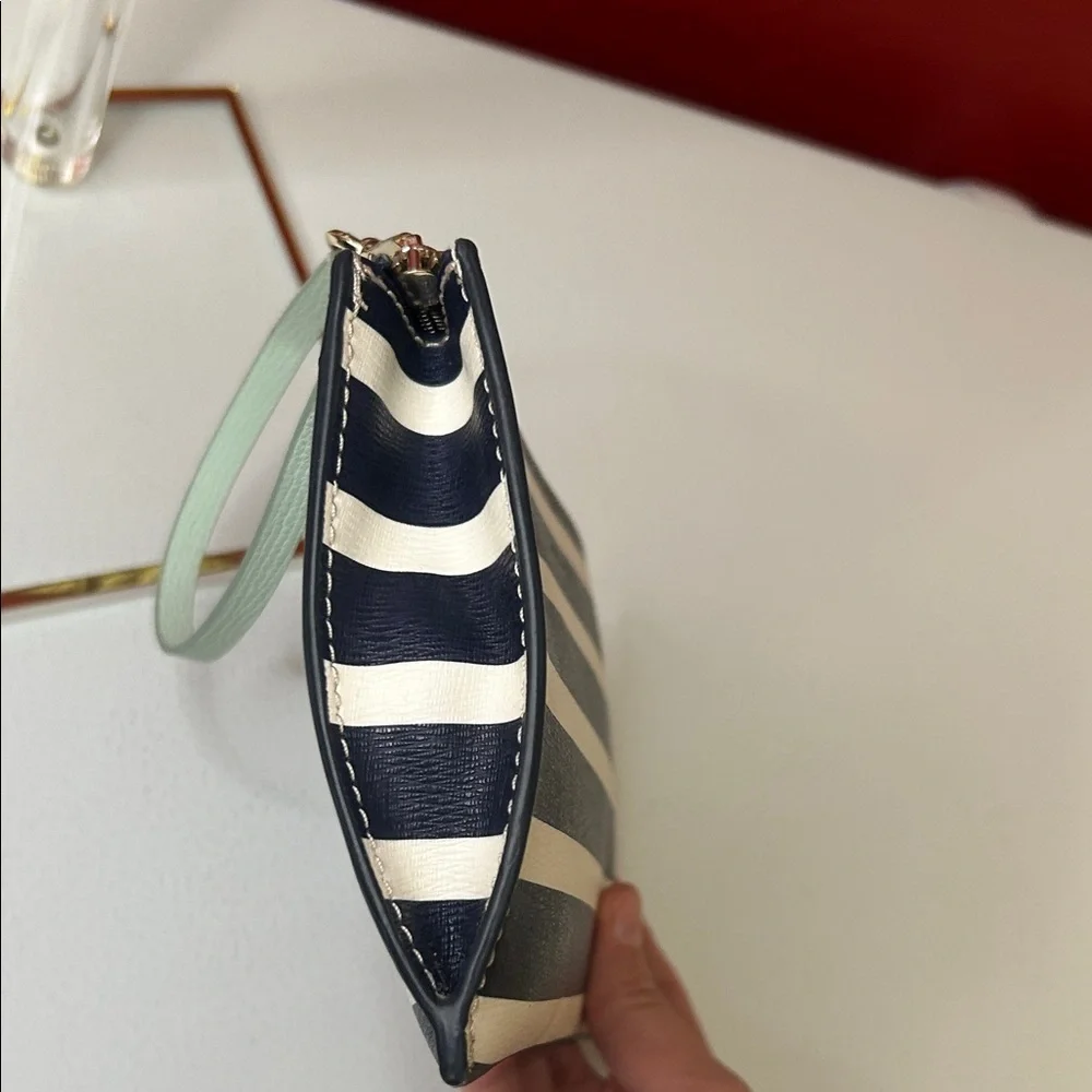 Kate Spade Navy and Cream Striped Wristlet